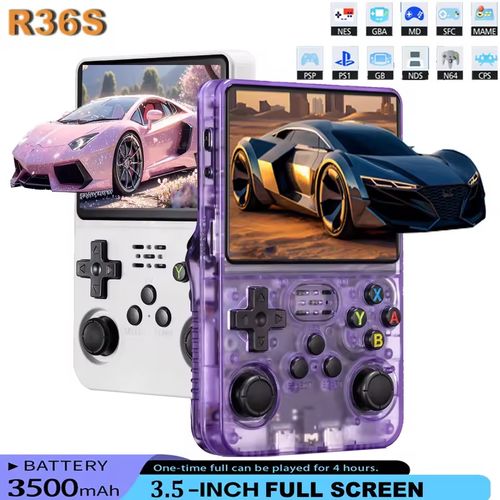 Handheld Game Console 3.5-in 640*480 IPS OCA Screen 3200mAh Opensource System Purple Transparent