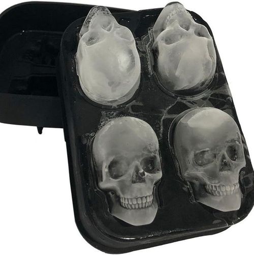 ☠️Skull Shaped Silicone Ice Cube Mold, Freezer Mold with Lid, Funnel, Reusable, for Baking, Chocolate, Candy, Resin, Halloween