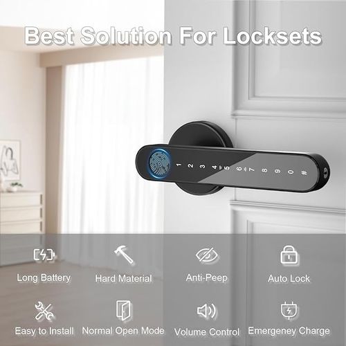 Fingerprint Door Lock,Smart Door knob,biometric Door Lock,with passcode keypad keyless Entry Door Handle (Black)