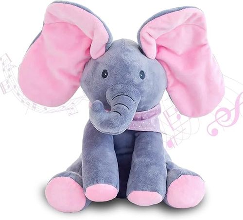 Ellie the Elephant - Musical Hide-and-Seek Elephant Toy - Interactive Plush Animal with Moveable Ears for Babies - Hide-and-Seek Fun