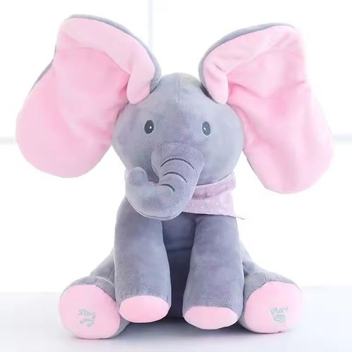 Ellie the Elephant - Musical Hide-and-Seek Elephant Toy - Interactive Plush Animal with Moveable Ears for Babies - Hide-and-Seek Fun