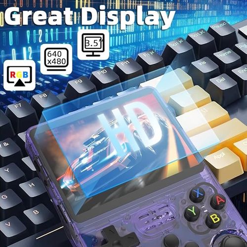Handheld Game Console 3.5-in 640*480 IPS OCA Screen 3200mAh Opensource System Purple Transparent