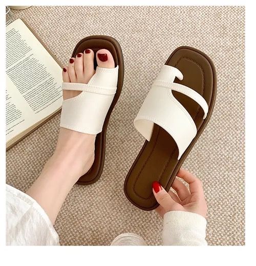 Slip-toe sandals for women in summer, fashionable Roman style, simple retro flip flops, non-slip and versatile outdoor sandals, EUR: 37-38