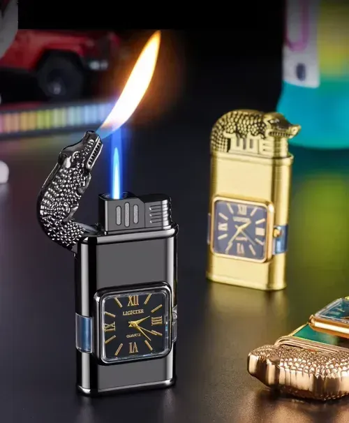 🔥The best gift for a man.👇Windproof Lighter Vintage Watch Bezel Jet flame Torch！