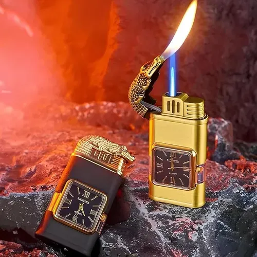 🔥The best gift for a man.👇Windproof Lighter Vintage Watch Bezel Jet flame Torch！