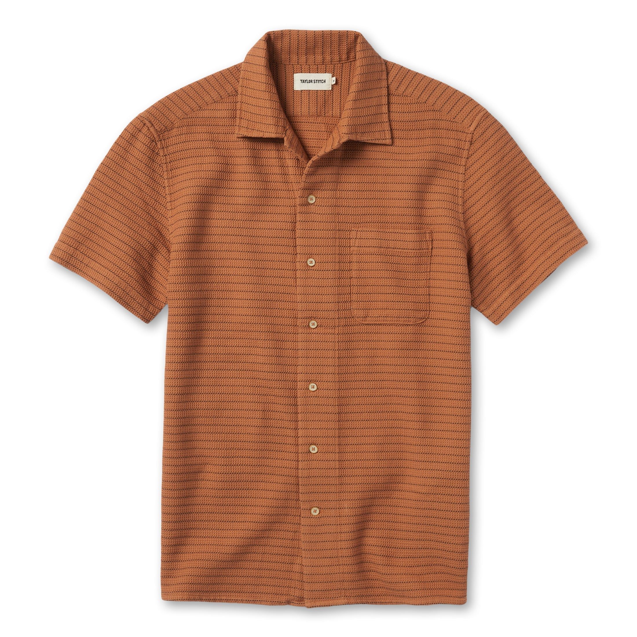 The Short Sleeve Hawthorne in Rust Pickstitch Waffle