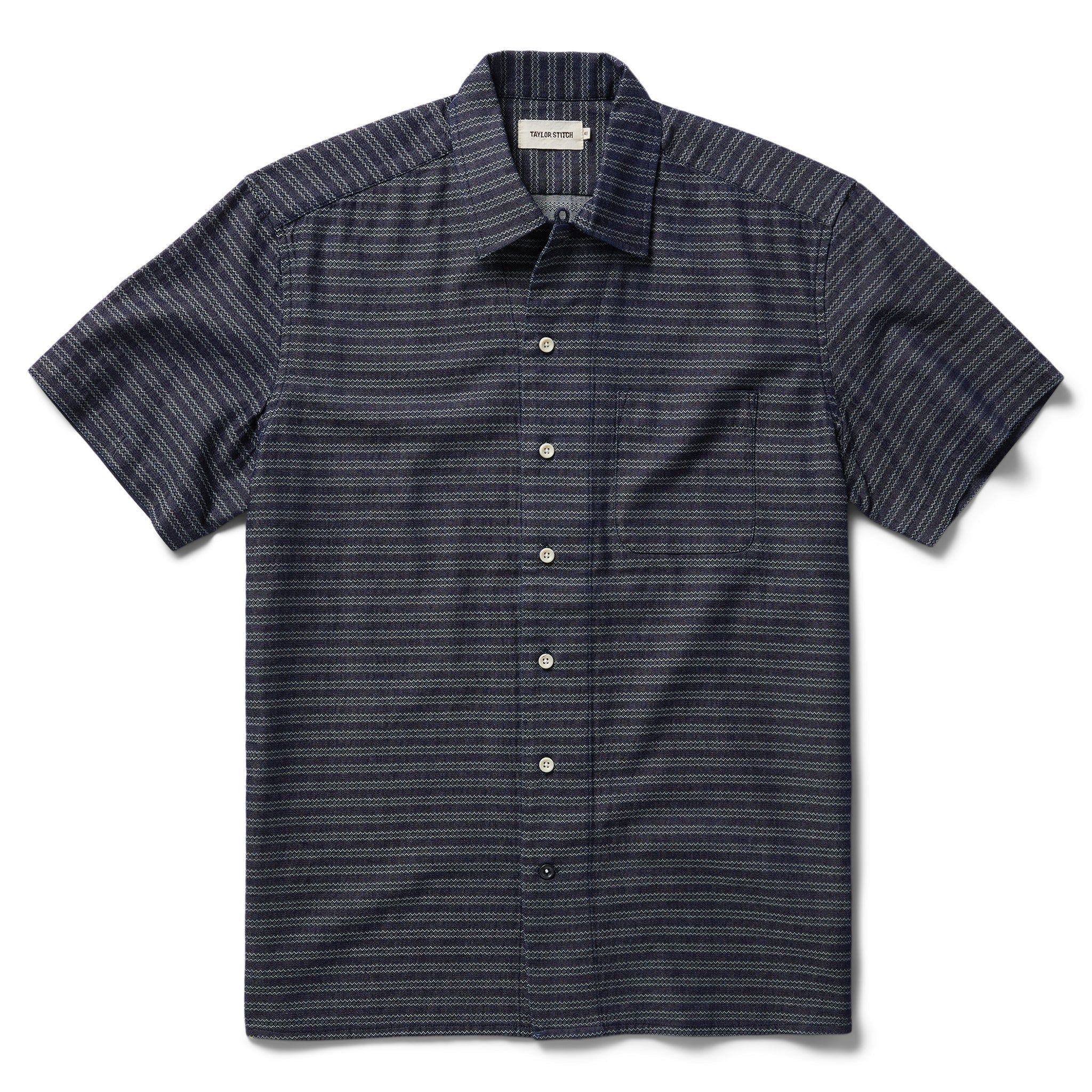 The Short Sleeve Hawthorne in Navy Dobby