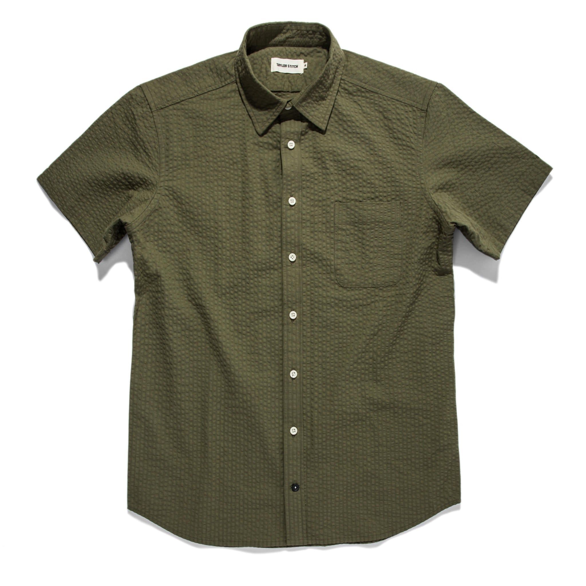 The Short Sleeve California in Army Seersucker