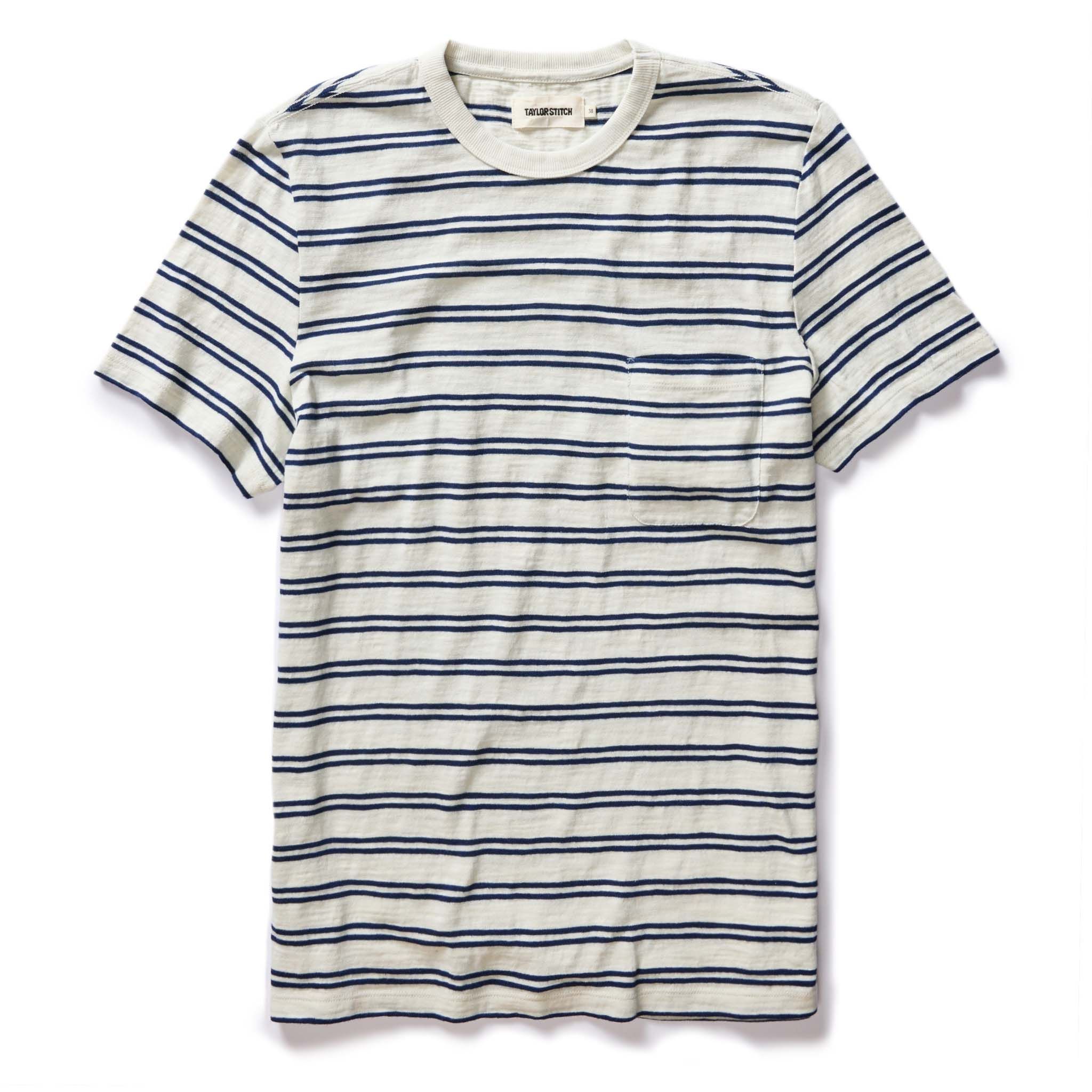 The Organic Cotton Tee in Washed Indigo Stripe