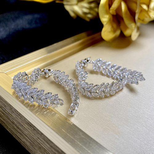 New Design Luxury Zircon Flower Stud Earrings for Women Fashion Brand Jewelry Leaves Earrings Double Used Crystal Brass CLASSIC