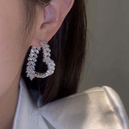 New Design Luxury Zircon Flower Stud Earrings for Women Fashion Brand Jewelry Leaves Earrings Double Used Crystal Brass CLASSIC