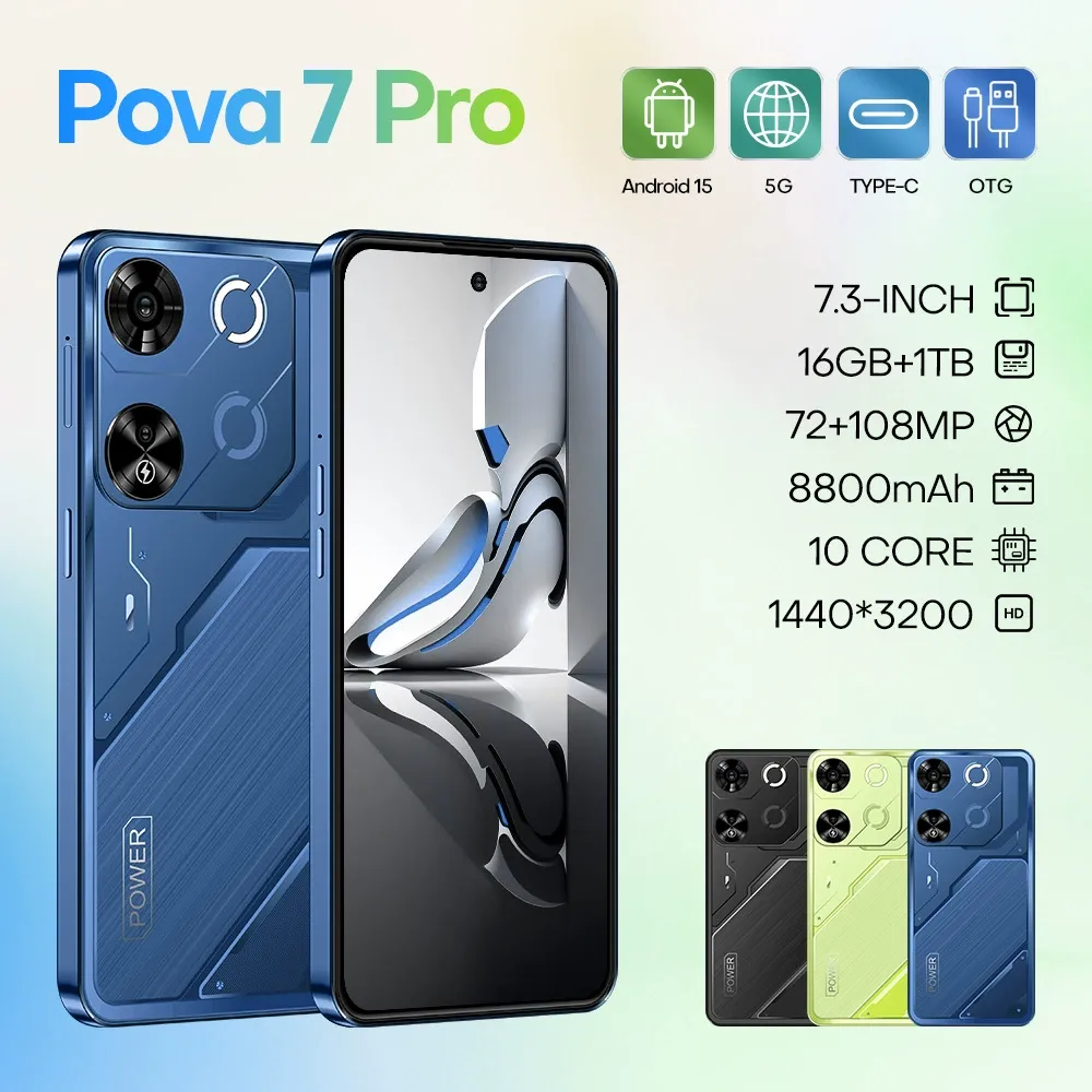 2025 Trending New Pova7PRO Flagship 7.3-inch 2+16GB 5G Smartphone