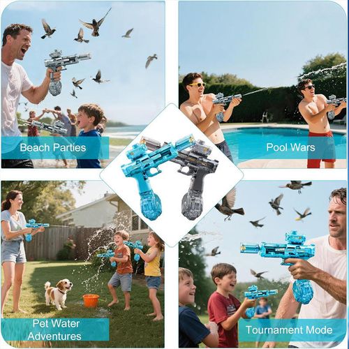 2025 New Model Firelight Ice Mouse Electric Water Gun High Capacity High Speed Recoil Rechargeable Children's Toy Water Gun