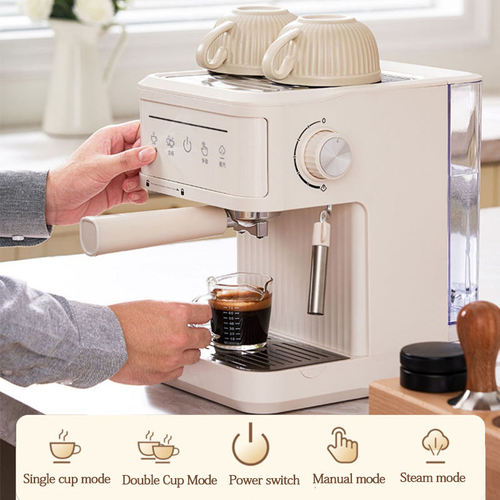 Retro Style Stainless Steel Italian Espresso Machine Portable Semi-Automatic Electric Household Coffee Maker Steam Milk Foamer