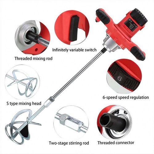 Industrial Electric Mixer 6 Speed Adjustable Paint and Cement Putty Powder Mixer
