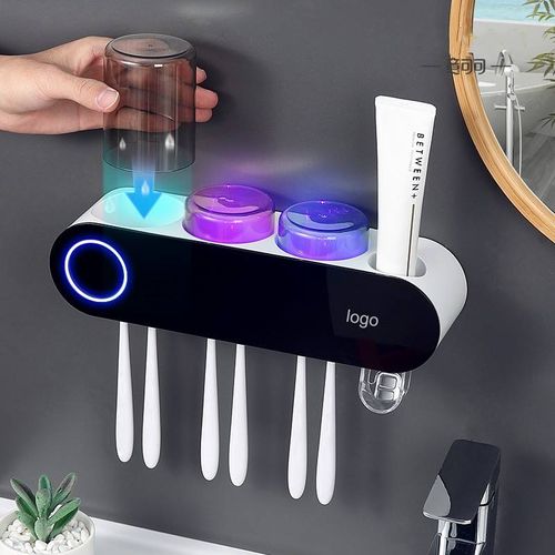 New Design UV Brush Sterilizer Toothbrush Holder Sanitizer Automatic Toothbrush Sanitizer with Toothpaste Dispenser