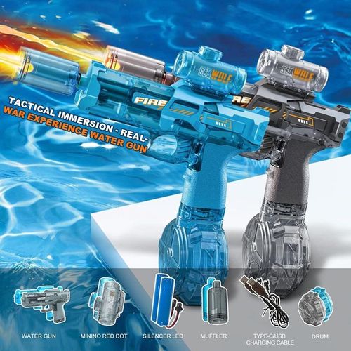 2025 New Model Firelight Ice Mouse Electric Water Gun High Capacity High Speed Recoil Rechargeable Children's Toy Water Gun