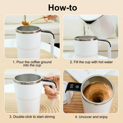 Self Stirring Mug, Auto Magnetic Coffee Mug with LED Display Temperature