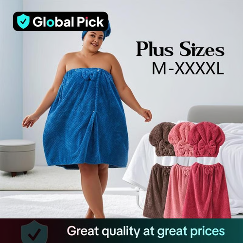 🔥🔥 Luxury Plus-Size Towel Wraps Set with Secure Velcro!