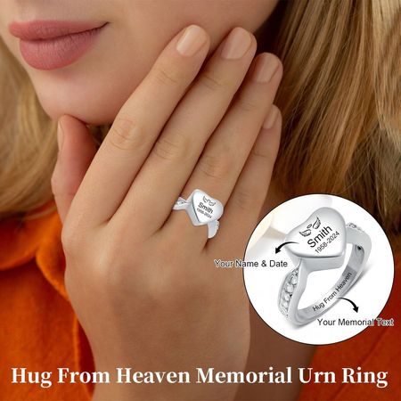 Personalisierte Name Datum Memorial Herz Urne Ring