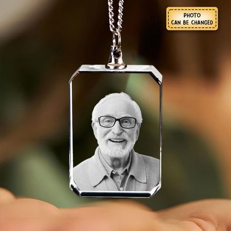 Zum Gedenken – Ich werde dich bei mir tragen, bis wir uns wiedersehen Transparente Foto-Halskette mit individueller Gravur