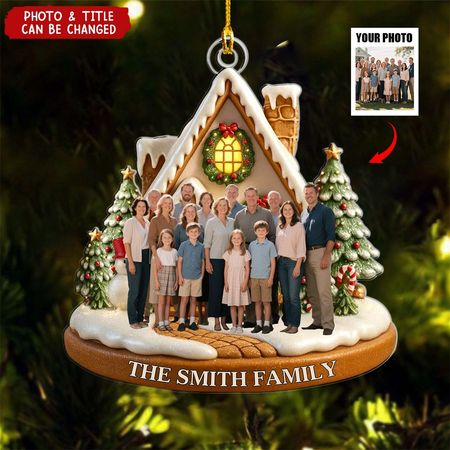 Weihnachten funkelt mit Liebe zu Hause, personalisiertes Foto-Acryl-Ornament – ​​Weihnachts- und Geburtstagsgeschenke für die Familie