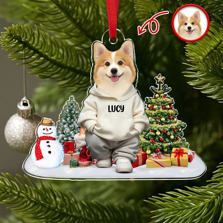 Benutzerdefinierte Foto Hund Weihnachten Acryl Ornament für Weihnachten