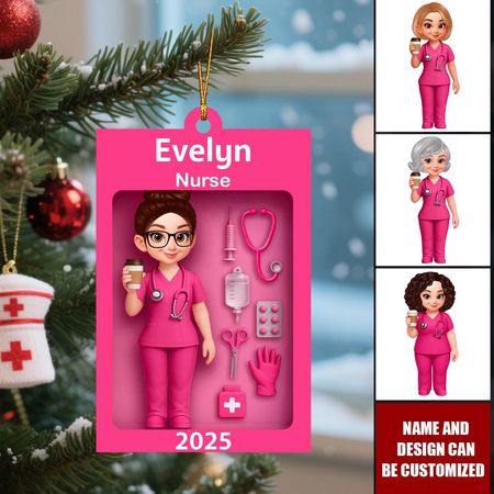 Personalisierte Krankenschwester in Spielzeugbox Acryl Ornament, Weihnachtsgeschenk für Krankenschwester, für Kollegen