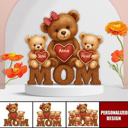 3D-Effekt Mama Bär personalisierte Acrylblock-Plakette in individueller Form, Geschenk für Mama