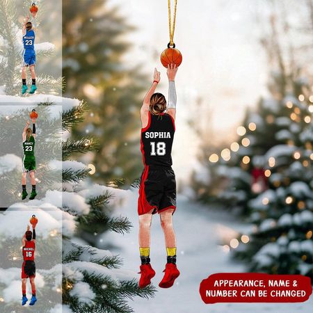 Personalisiertes Basketball-Mädchen-Spieler-Acryl-Ornament - Geschenk für Basketball-Liebhaber