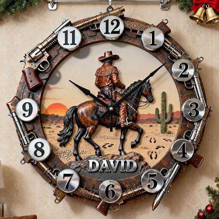 Personal isierte Western Cowboy Clock-Der Geist der Grenze, in der Zeit gefangen