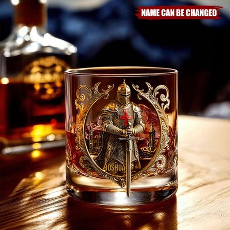 Ritter Gottes-Personal isiertes christliches Whisky glas