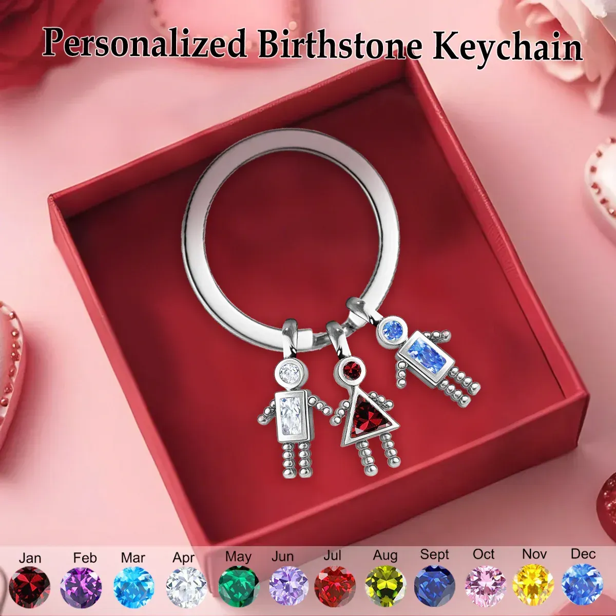 Personal isierte Birth stone Kinder Charms Schlüssel anhänger-Geschenk für Mama Oma