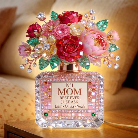 Florale Parfümflasche-Lichtbox – Personalisierte Geschenke für Mama
