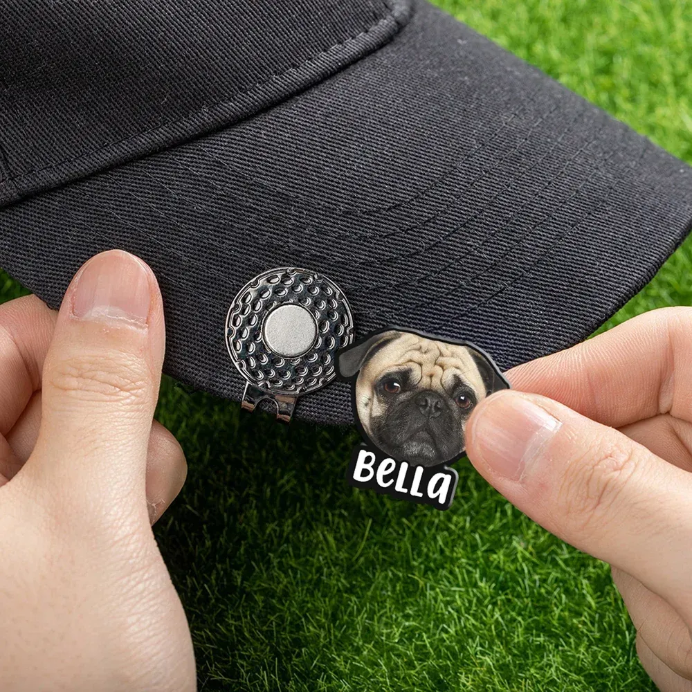 Personalisierter Foto-Golfball-Marker mit magnetischem Hutclip und Name – Geburtstags- und Vatertagsgeschenk für Golfliebhaber