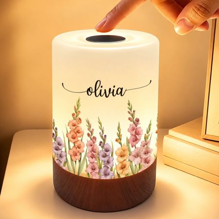 Custom Name Blumen dekor-Personal isiertes dimmbares Touch-Nachtlicht
