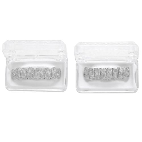 5A CZ Hip-hop Teeth Grill - Iced Out Pearlescent Full Diamond Men's Grills