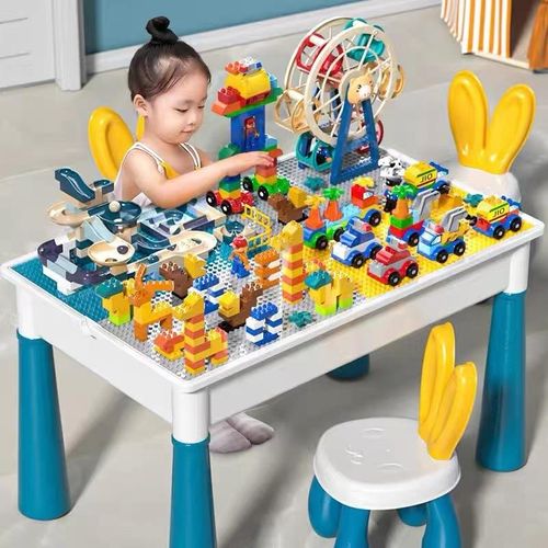 Kids Building Block Table Set with Chair and Storage
