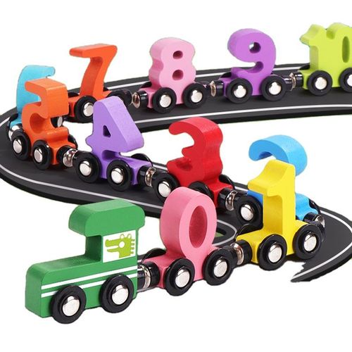 Wooden Early Childhood Education Puzzle Digital Train Toy Baby Assembled Building Blocks