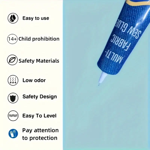 Waterproof Adhesive Quick-Dry Fabric Sew Glue  2pcs, 1.69oz  Waterproof, Fast-Tack Adhesive  For Denim, Faux Leather, Shoes & All Fabrics | Secure Bonding Repair Gel