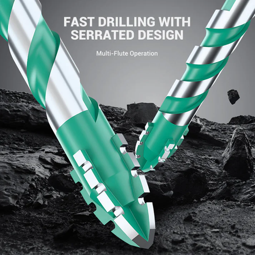 Greene® 4PCS Premium 4-Flute Serrated Edge Drill Bit Set