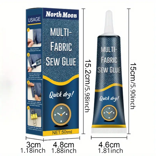 Waterproof Adhesive Quick-Dry Fabric Sew Glue  2pcs, 1.69oz  Waterproof, Fast-Tack Adhesive  For Denim, Faux Leather, Shoes & All Fabrics | Secure Bonding Repair Gel