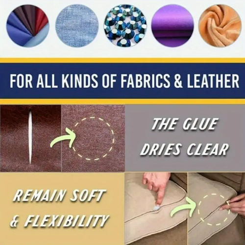 Waterproof Adhesive Quick-Dry Fabric Sew Glue  2pcs, 1.69oz  Waterproof, Fast-Tack Adhesive  For Denim, Faux Leather, Shoes & All Fabrics | Secure Bonding Repair Gel