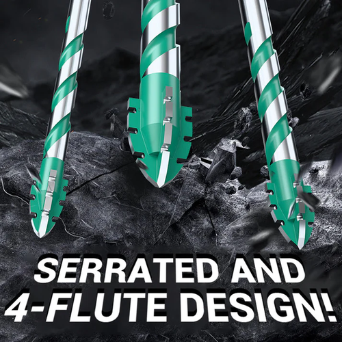 Greene® 4PCS Premium 4-Flute Serrated Edge Drill Bit Set