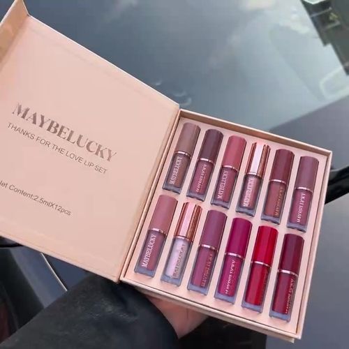 Kit de Gloss Labial com Brilho Perlaminado e 12 Cores