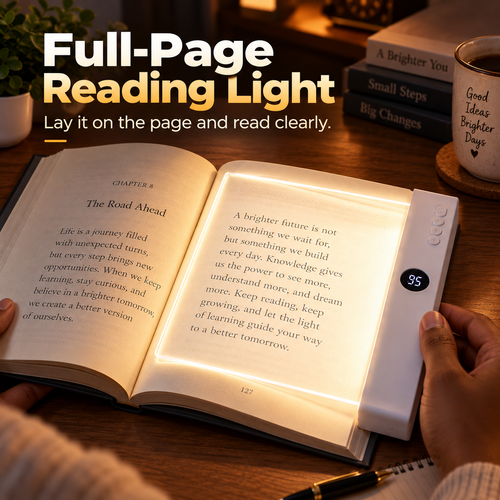 LED Book Lightt Full Page Reading Lamp | Battery Powered Night Reading Light