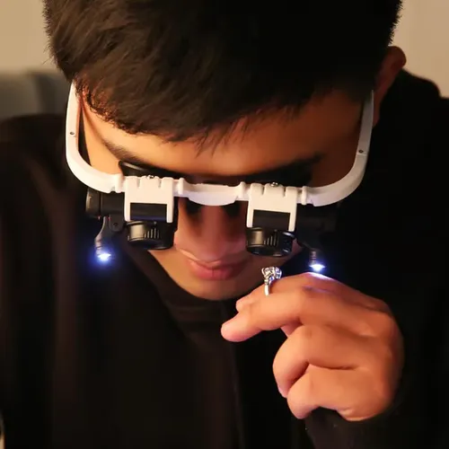 LED Glasses Magnifying Glass Head-mounted design helps free your hands to work Great magnification with 8X, 15X, 23X 2 Adjustable LED Lights Comfortable for long-term use Perfect for detailed close-up work