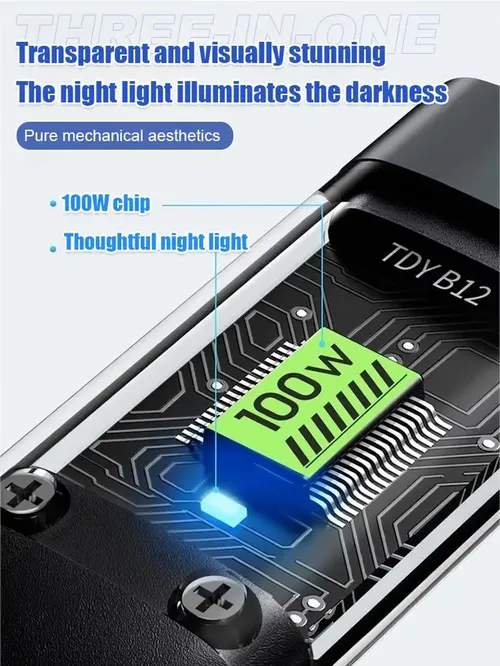 Transparent Luminous Super Fast Charging 3-in-1 Data Cable 1.2 meters long, nylon line, waterproof and wear-resistant