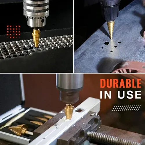 Titanium Plating Drill Bit Set（6pcs） These Drill Bit Sets come with three set individual bits, making them economical and easy to store. The titanium coating is ideal for cutting holes in a variety of materials, including steel, brass, wood, and plastic.
