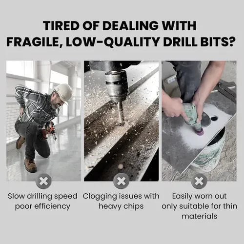 🔥2025 Hot Sale🔥High-Strength 4-Flute Serrated Eccentric Drill Bit Kit EFFICIENT DEEP DRILLINGUp to 5cm Depth Without Cracking